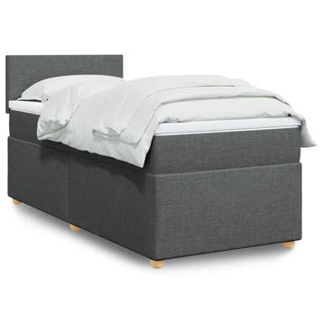 vidaXL Boxspring met matras stof donkergrijs Single, Verzenden, Nieuw