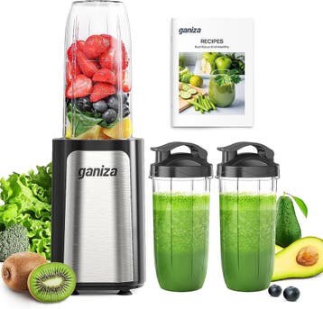 Ganiza 900W Blender + 3 bekers | 40% korting | Retour deal, Verzenden, Zo goed als nieuw, Blender to go