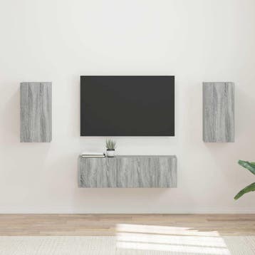 vidaXL Tv Wandkast Set 4 st Grijs Sonoma Bewerkt hout, Verzenden