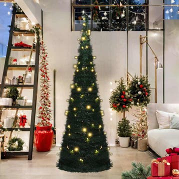 vidaXL Kunstkerstboom met verlichting pop-up 180 cm groen, Verzenden, Nieuw