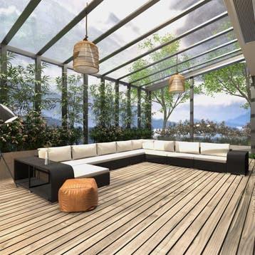 vidaXL 11-delige Loungeset met kussens poly rattan zwart, Verzenden, Nieuw, Loungeset