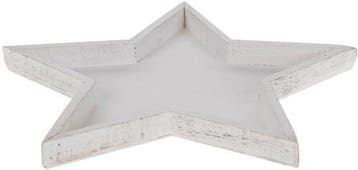 Houten Sterschaal Firmiana White wash 38,3 cm, Nieuw