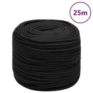 vidaXL Boottouw 8 mm 25 m polypropeen zwart, Verzenden, Nieuw