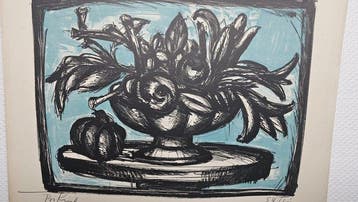 Franz Priking (1929-1979) - Coupe aux fruits et fleurs