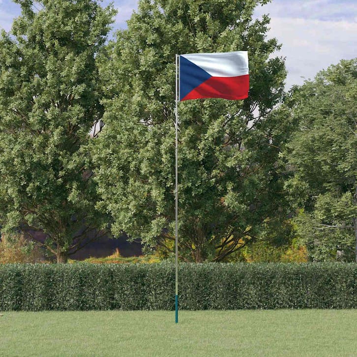 vidaXL Vlag met vlaggenmast Tsjechië 5,5 m aluminium, Diversen, Vlaggen en Wimpels, Nieuw, Verzenden