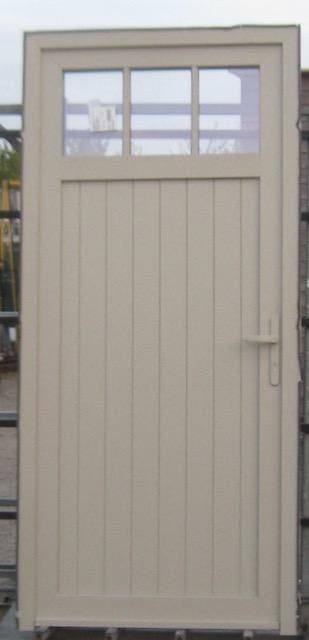 pvc buitendeur, achterdeur, deur 104 x 223 creme/kiezelgrijs, 100 tot 120 cm, 215 cm of meer, Nieuw, Ophalen of Verzenden
