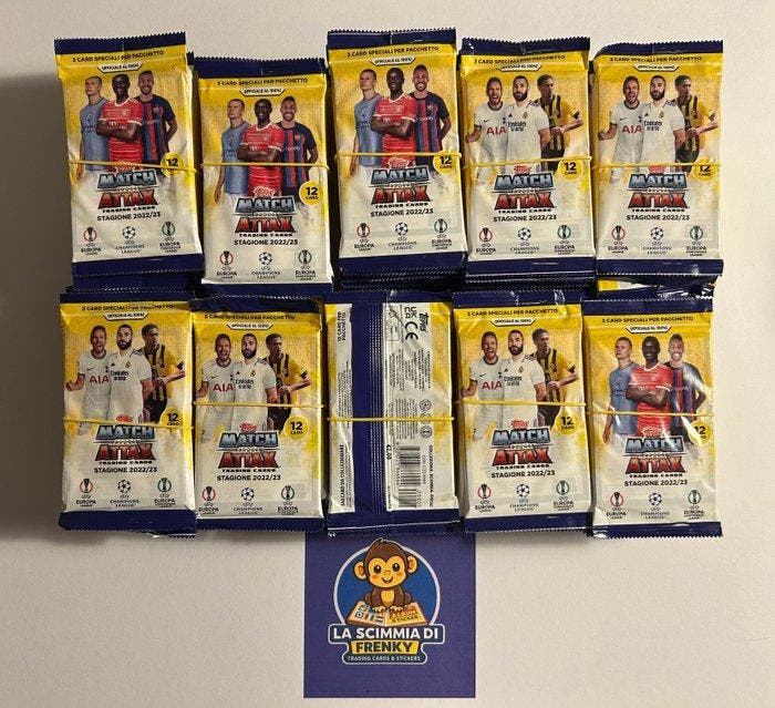 Topps Booster pack - 100 bustine pack Match Attax 2022 23, Collections, Autocollants