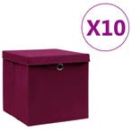 vidaXL Opbergboxen met deksel 10 st 28x28x28 cm donkerrood, Verzenden
