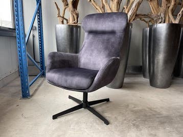 Veiling - Draaifauteuil Wenen (2 stuks)- Velours - Grijs - a