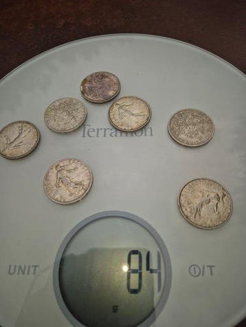 Frankrijk. 5 Francs 1960/1963 Semeuse (lot de 7 monnaies en, Postzegels en Munten