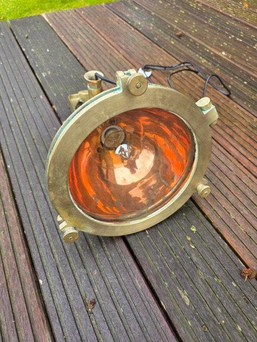 Ships lamp, Decorative ships lamp - Messing, Koper, Glas, Antiek en Kunst, Antiek | Verlichting