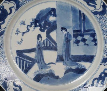 Kangxi (1662-1722) - Bord - Two Ladies in a Remarkable