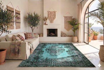 turquoise vintage - Tapis - 260 cm - 175 cm - avec, Huis en Inrichting, Stoffering | Tapijten en Vloerkleden, Nieuw