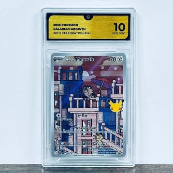 Pokémon Graded card - Galarian Meowth 141 - 30th Anniversary, Nieuw