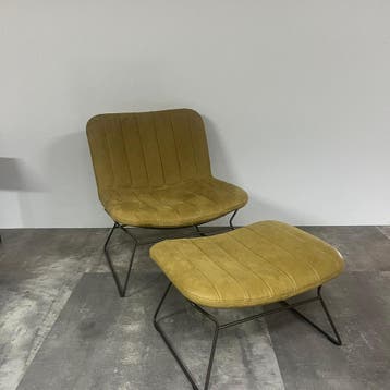 bert plantagie Fauteuil & Voetenbankje Draat - Ongebruikt, Verzenden, Zo goed als nieuw, 75 tot 100 cm, Leer