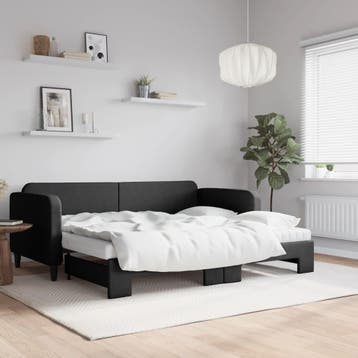 vidaXL Slaapbank met onderschuifbed en matrassen 90x200 cm, Verzenden