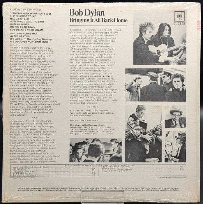 Bob Dylan - Bringing It All Back Home - Vinylplaat - 1ste, CD & DVD, Vinyles Singles