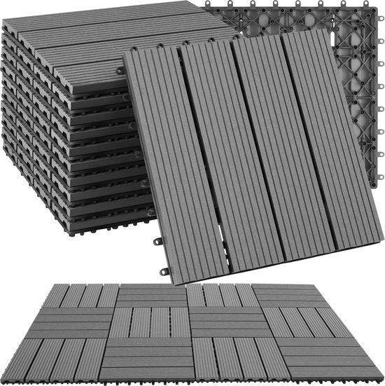 2dekans | tectake® WPC houten tegels - Houtlook tegels -, Tuin en Terras, Bloempotten, Ophalen of Verzenden