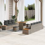 vidaXL Tuinbank Set met kussen met opslag 10 pcs Grijs Poly, Verzenden, Nieuw