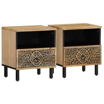 2x Nachtkastjes massief hout | Tweede kansje | OP = OP, Huis en Inrichting, Slaapkamer | Nachtkastjes, Minder dan 45 cm, Verzenden