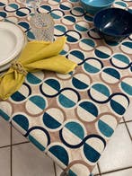 exclusieve canapone-stof tafelkleed postmoderne turquoise en
