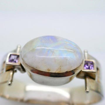 Zonder minimumprijs - Armband Zilver - Maansteen - Amethist, Nieuw