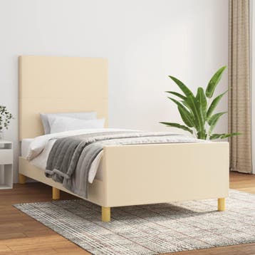 vidaXL Bedframe zonder matras 80x200 cm stof crèmekleurig, Verzenden