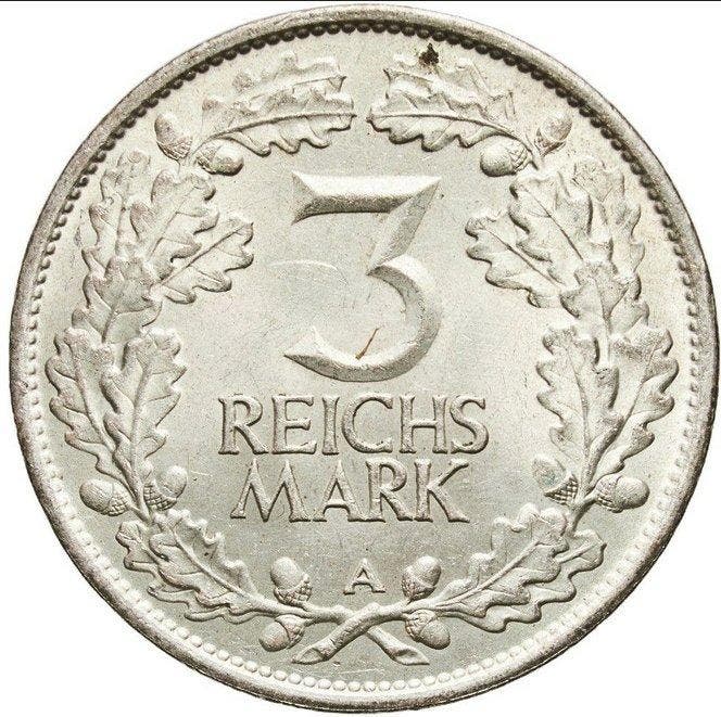 Duitsland, Weimar Republiek 3 Reichsmark 1925 (Berlín), Postzegels en Munten, Munten | Europa | Niet-Euromunten