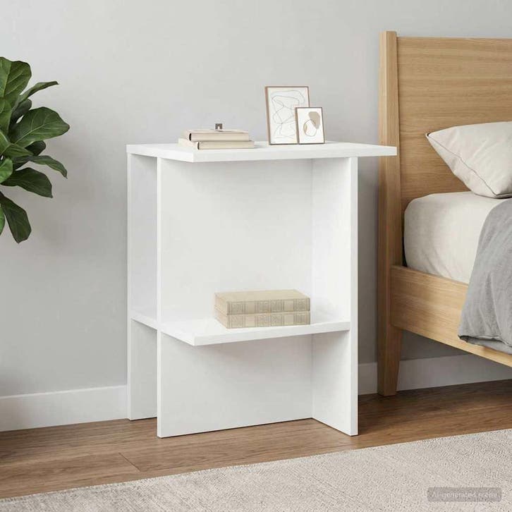 vidaXL Salontafel Wit 40 x 30 x 49 cm Bewerkt hout, Huis en Inrichting, Tafels | Salontafels, Nieuw, Verzenden