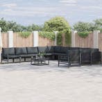 vidaXL Tuinbank Set met kussen 11 pcs Zwart Staal, Verzenden, Nieuw