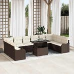 vidaXL Tuinbank Set met kussen 11 pcs Bruin Poly rattan, Verzenden, Nieuw