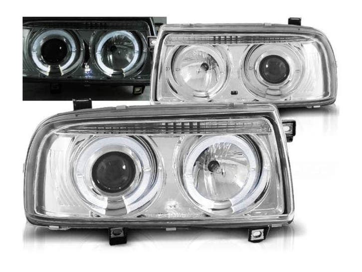 Angel Eyes koplampen Chrome geschikt voor VW Vento, Auto-onderdelen, Verlichting, Nieuw, Volkswagen, Verzenden