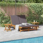 vidaXL Ligstoel met kussen Donkergrijs Massief Acacia Hout, Tuin en Terras, Verzenden, Nieuw