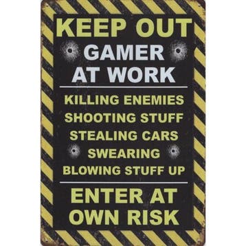 Wandbord -  Keep Out Gamer At Work Enter At Own Risk, Nieuw
