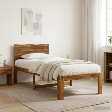 vidaXL Eenpersoonsbed met hoofdbord ROSTOCK Naturel 75 x 190, Huis en Inrichting, Verzenden, Nieuw