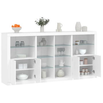 vidaXL Dressoir met LED-verlichting 202x37x100 cm wit, Verzenden