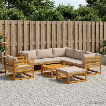 vidaXL Bankstel 8 st Naturel Massief Acacia Hout, Tuin en Terras, Verzenden, Nieuw