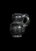 Romain antique Verre noir Juglet Pendant