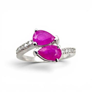 Sans prix de réserve - Bague Argent - Rubis, Diamants