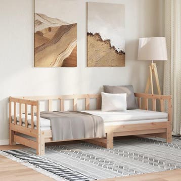 vidaXL Slaapbank uitschuifbaar 2x(80x200) cm massief, Verzenden