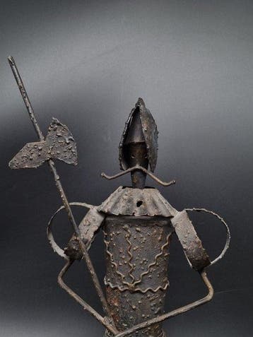 Ritter-Figur – Metallskulptur Don Quijote / Hellebardier –