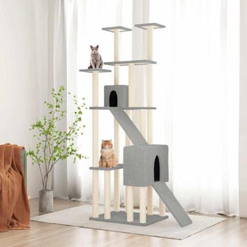 vidaXL Kattenmeubel met sisal krabpalen 190 cm lichtgrijs, Verzenden