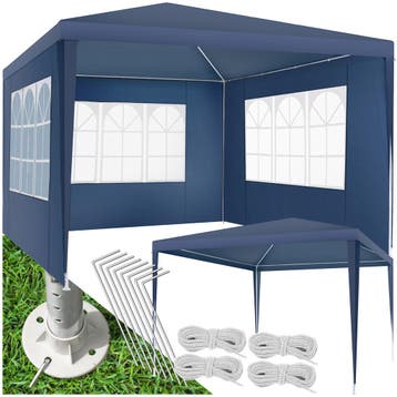 Paviljoen Barinas met 3 zijdelen, waterdicht, 3x3m - blauw, Verzenden, Nieuw