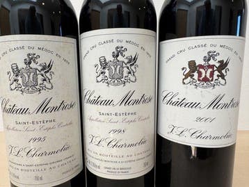 1995 , 1998 & 2001 Château Montrose - Bordeaux,, Verzamelen, Nieuw