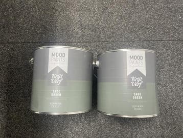 Veiling - 2x Moodpaints Krijtverf Sage Green – 2,5 L – E, Doe-het-zelf en Bouw, Verf, Beits en Lak, Nieuw