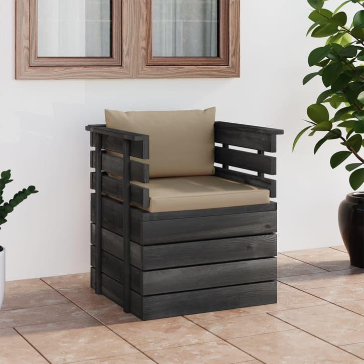vidaXL Tuinfauteuil met kussens pallet grenenhout, Jardin & Terrasse, Ensembles de jardin, Envoi