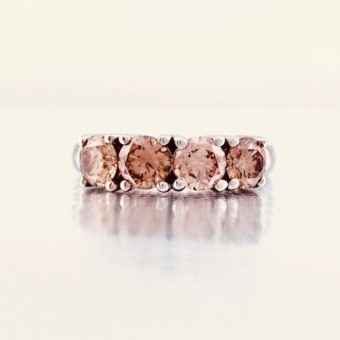 Ring - 14 karaat Witgoud - 1.22ct. tw. Gemengde kleuren, Handtassen en Accessoires, Ringen