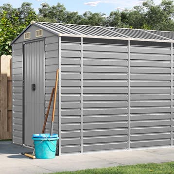 vidaXL Tuinhuis Lichtgrijs 191x725x198 cm Gegalvaniseerd, Verzenden, Nieuw