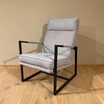 Leren fauteuil Square, Kenia leer Azul, set van 2 - Outlet, Nieuw, Ophalen of Verzenden, 50 tot 75 cm, Industrieel, Modern