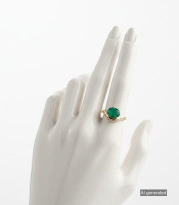 Bague - 14 carats Or jaune - 2.30ct. tw. Émeraude - Diamant